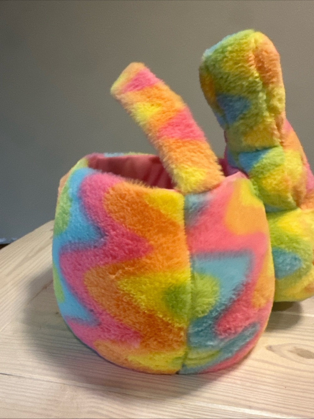 Multicolor Plush Bunny Basket - Soft Rainbow Kids Toy - Picture 4 of 9